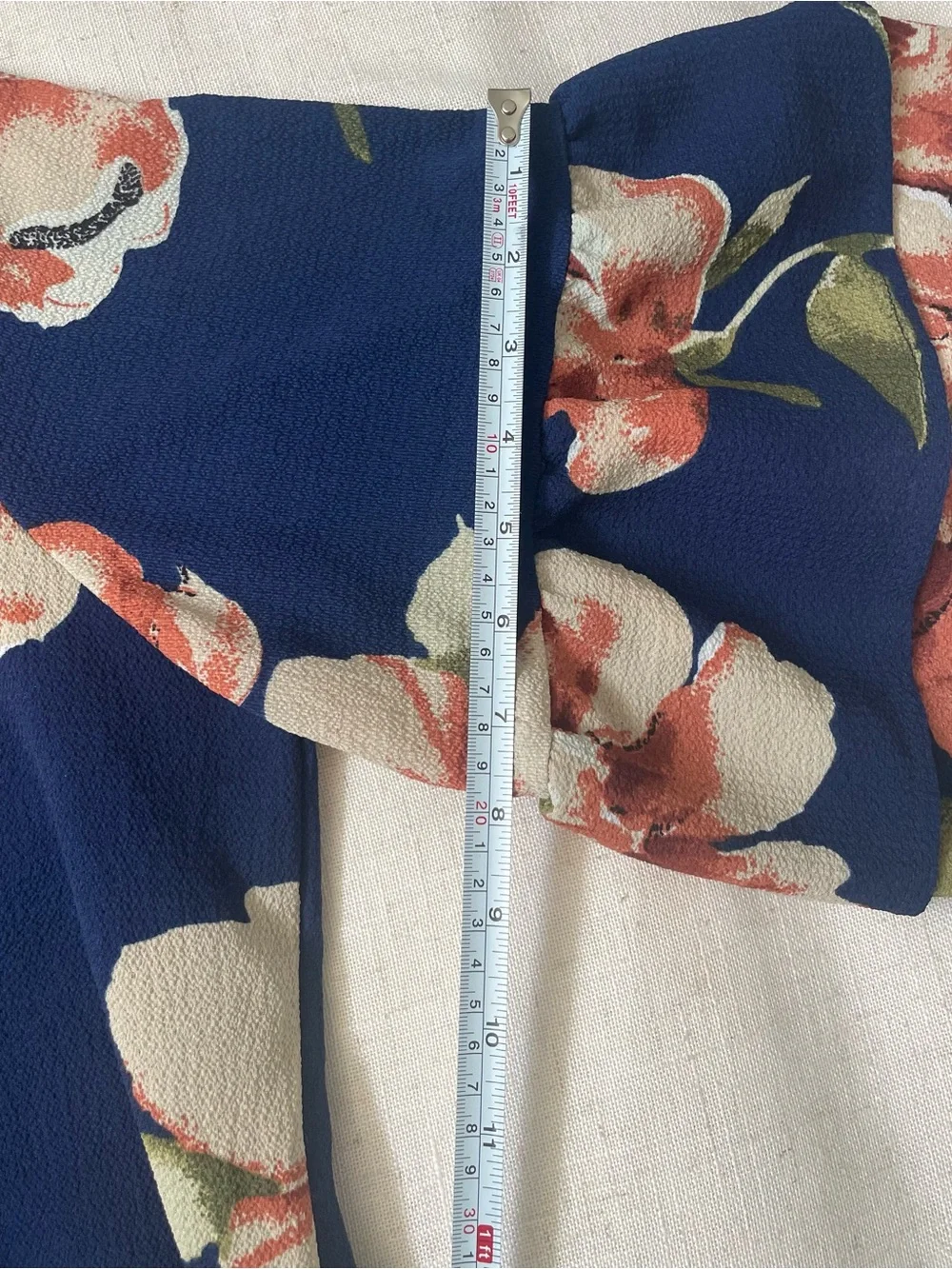 BelongSci Blue Floral Shift Dress Bell Sleeve V-Neck Size XXL